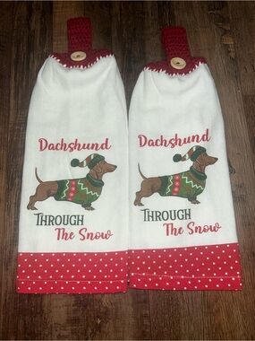 Dachshund Christmas Hanging Kitchen Towel Set
